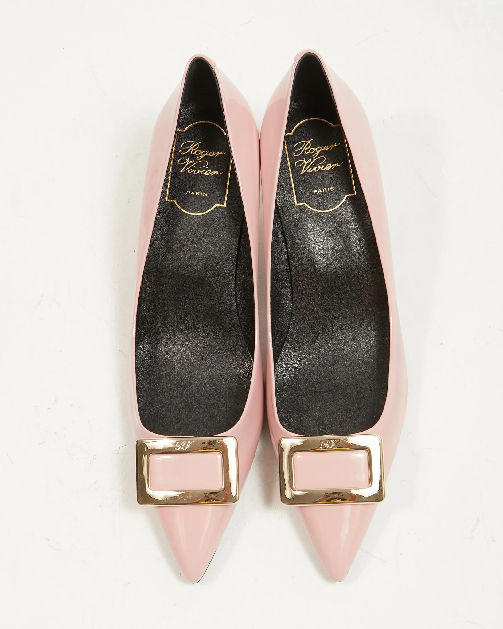 Roger Vivier Dust Pink Patent Buckle 65mm Pumps - 39.5
