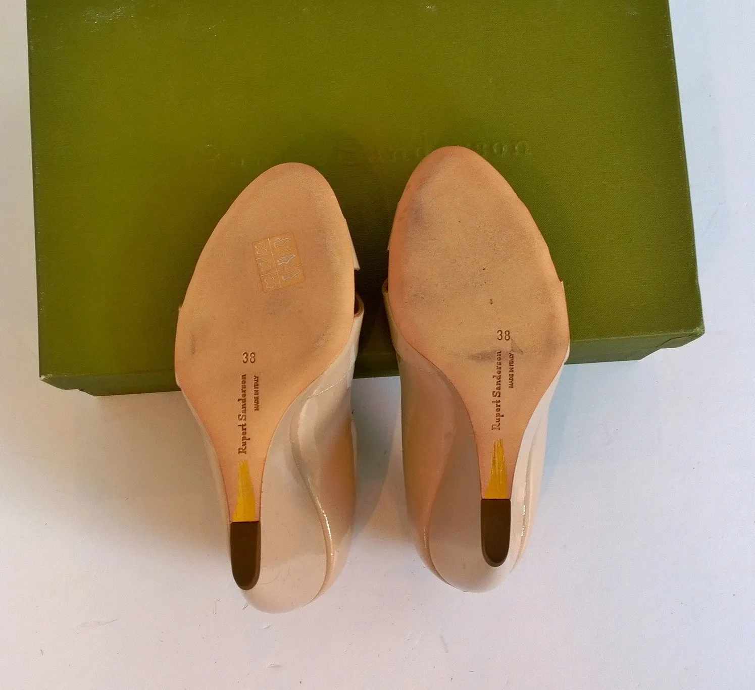 Rupert Sanderson Nude Patent Wedge Peggy Vernice Rose