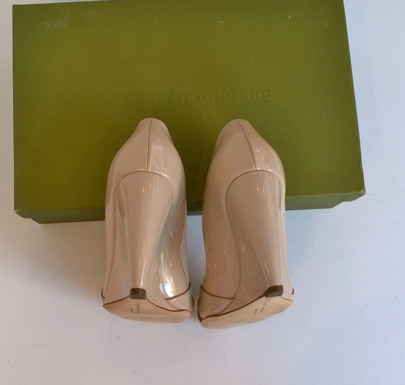 Rupert Sanderson Nude Patent Wedge Peggy Vernice Rose