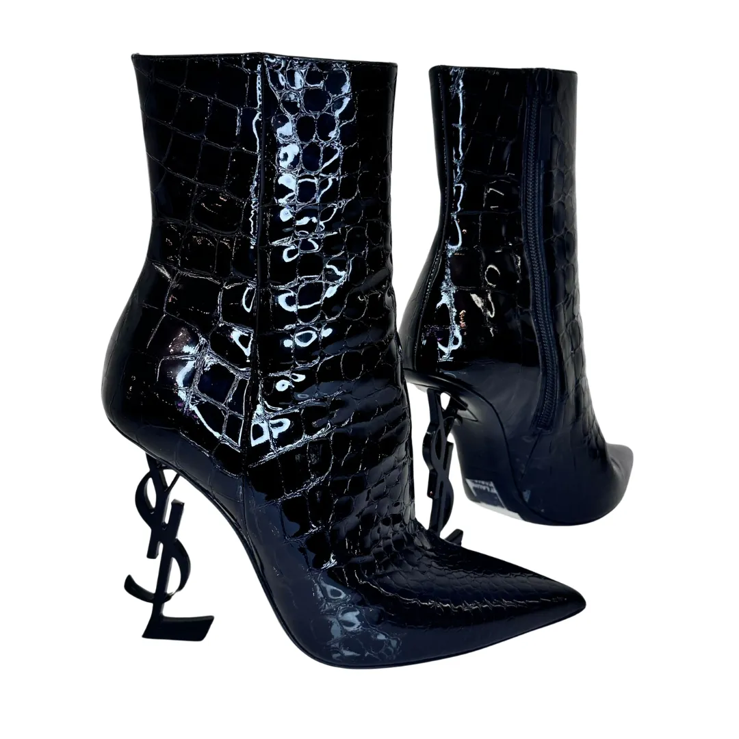 SAINT LAURENT Opyum Patent Leather Booties