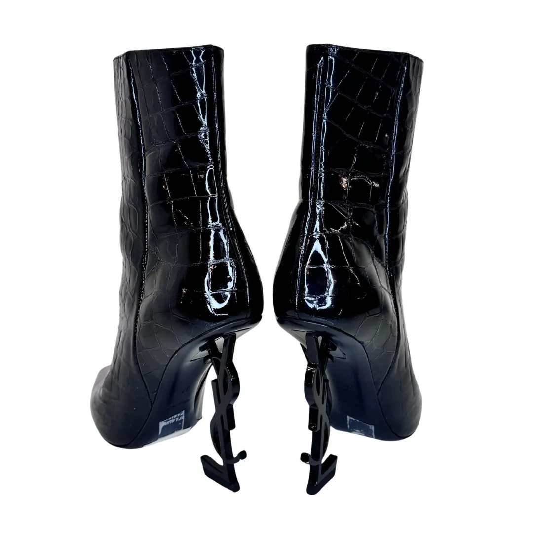 SAINT LAURENT Opyum Patent Leather Booties