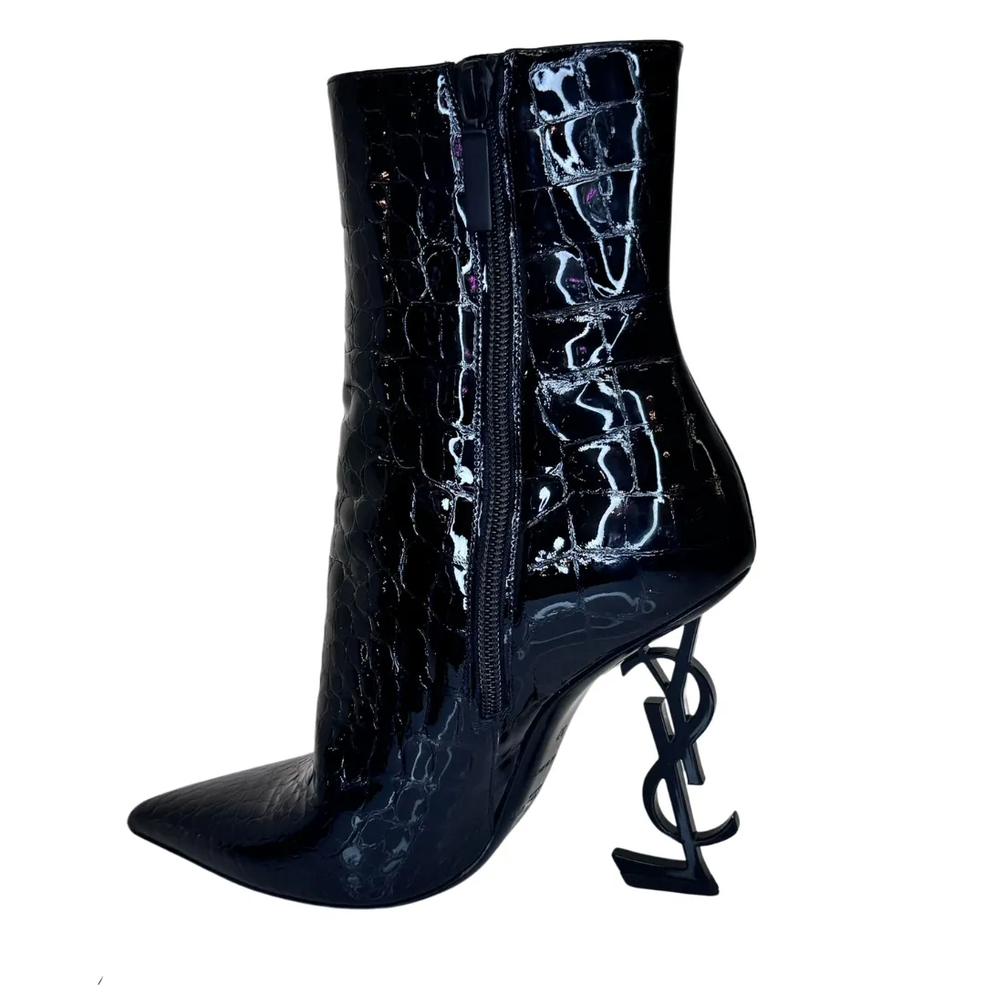 SAINT LAURENT Opyum Patent Leather Booties