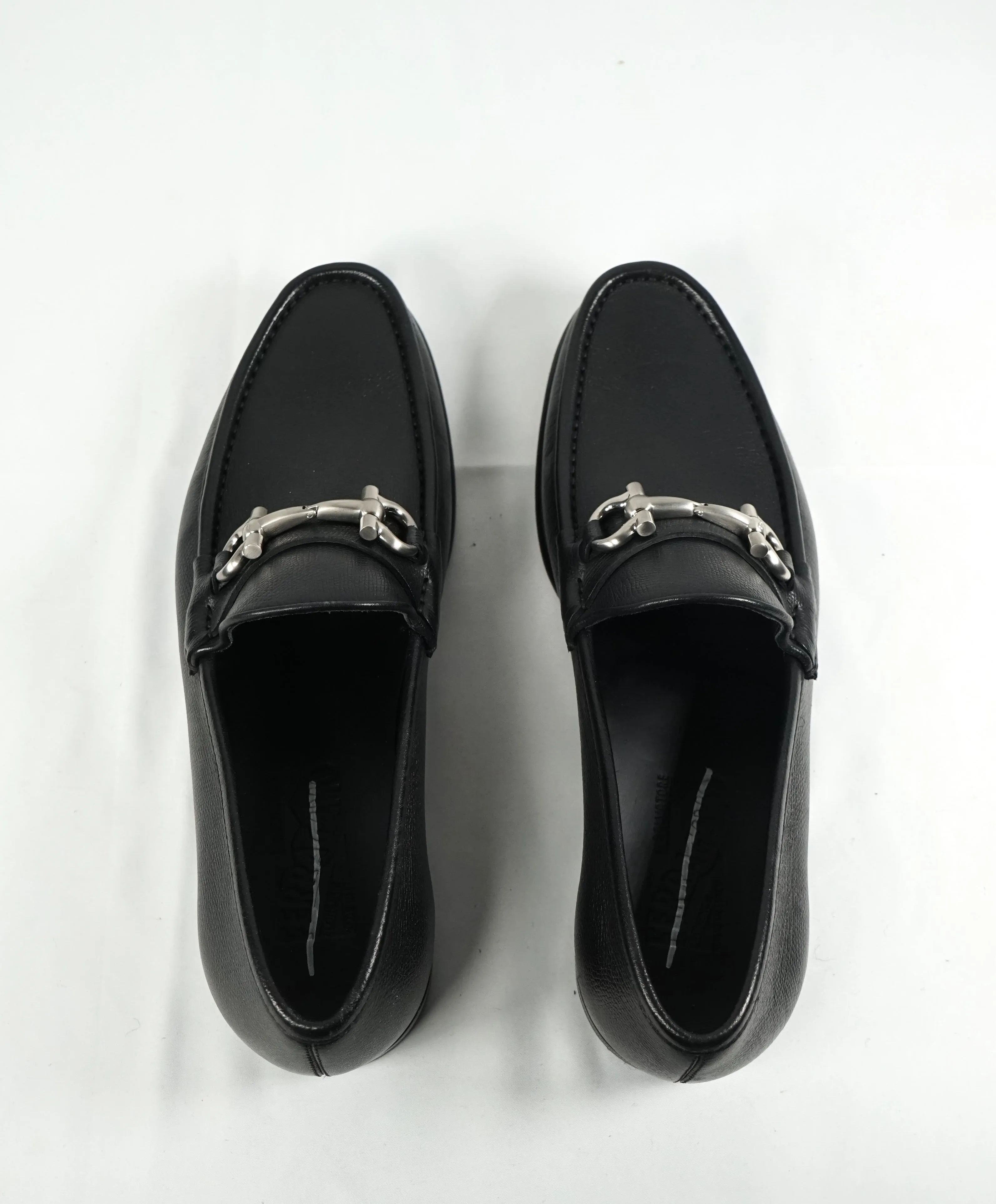 SALVATORE FERRAGAMO - “Mason” Pebbled Leather Logo Bit Loafers - 8.5 EE