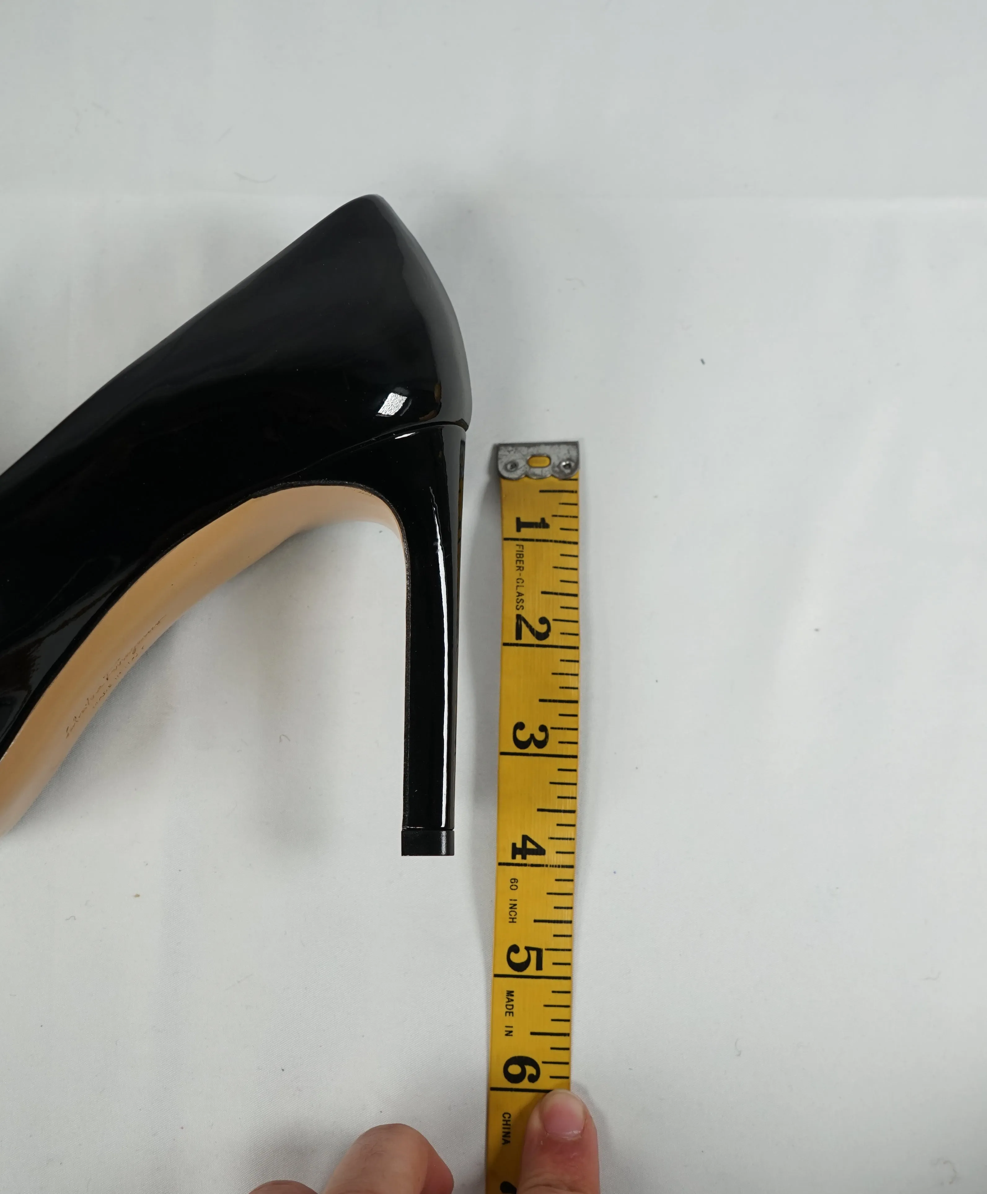 SALVATORE FERRAGAMO -"Vara" Patent Leather Bow Black Pump Heels - 5.5