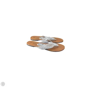 Sandals Flip Flops By Clothes Mentor In Silver, Size: 8