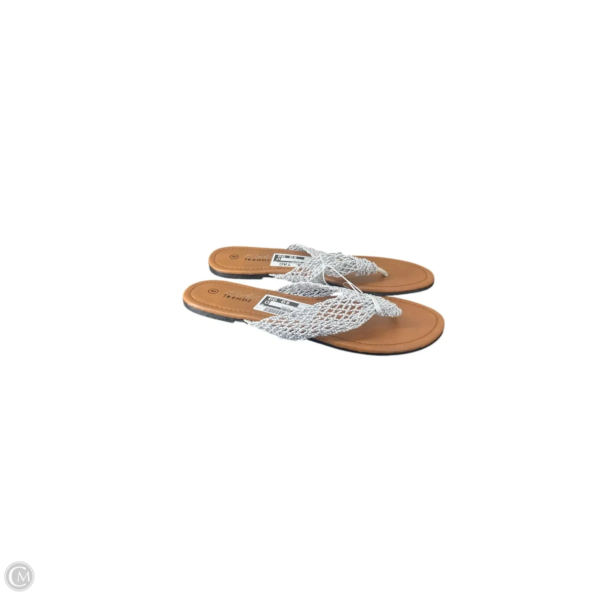 Sandals Flip Flops By Clothes Mentor In Silver, Size: 8