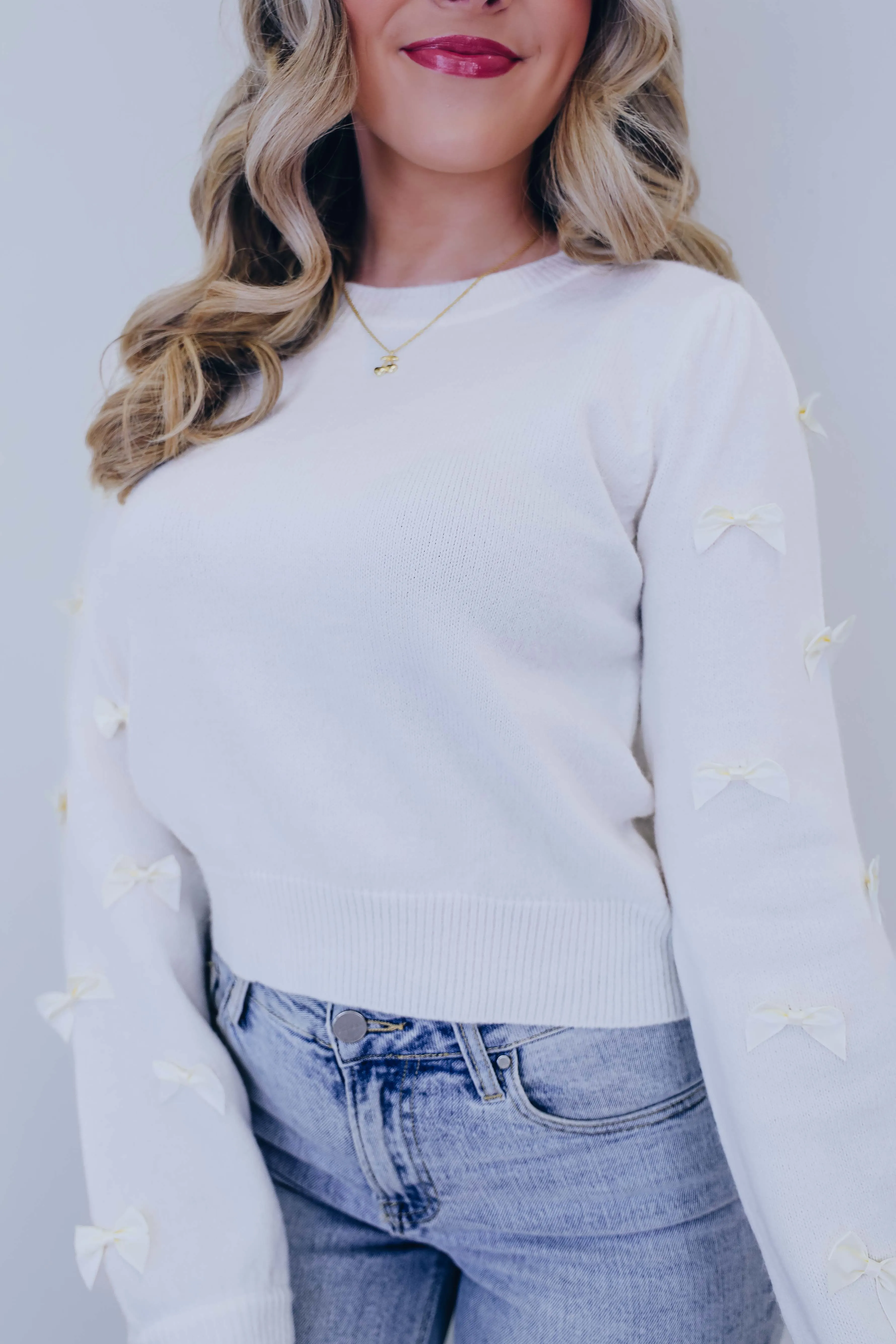 Sass N Satin Bow Embellished Sweater