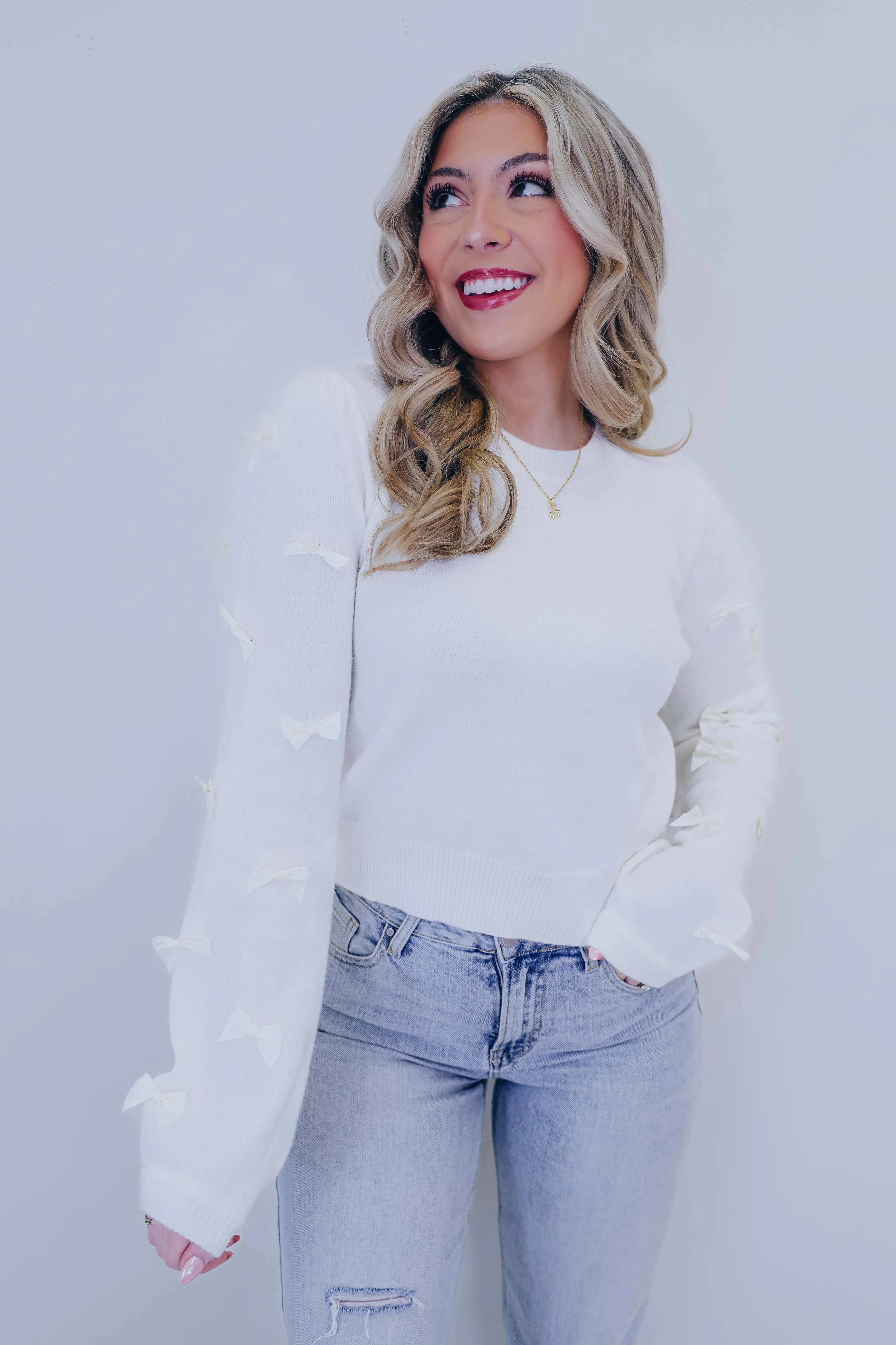 Sass N Satin Bow Embellished Sweater