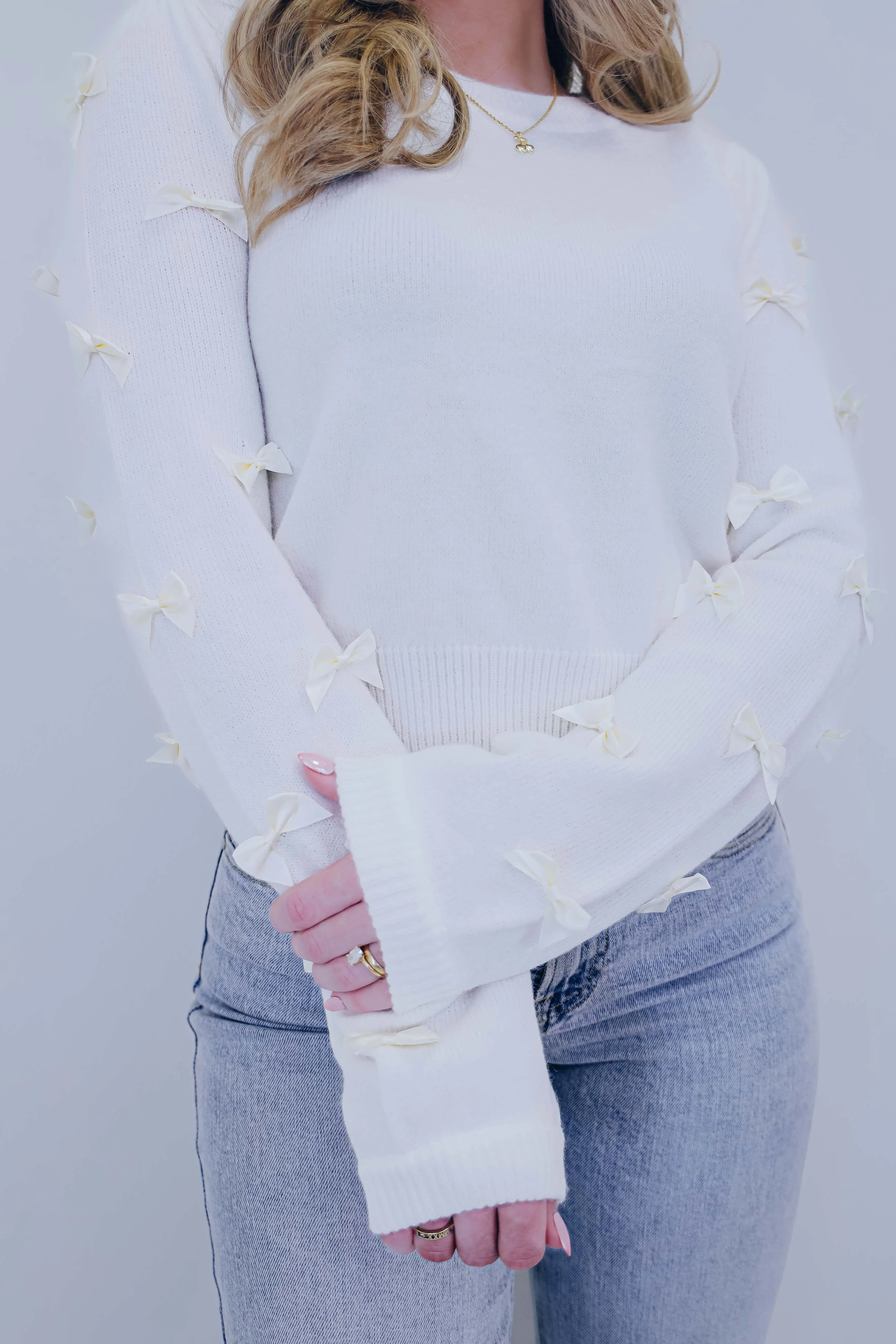 Sass N Satin Bow Embellished Sweater