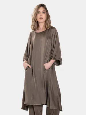 Satin Balloon Maxi Dress