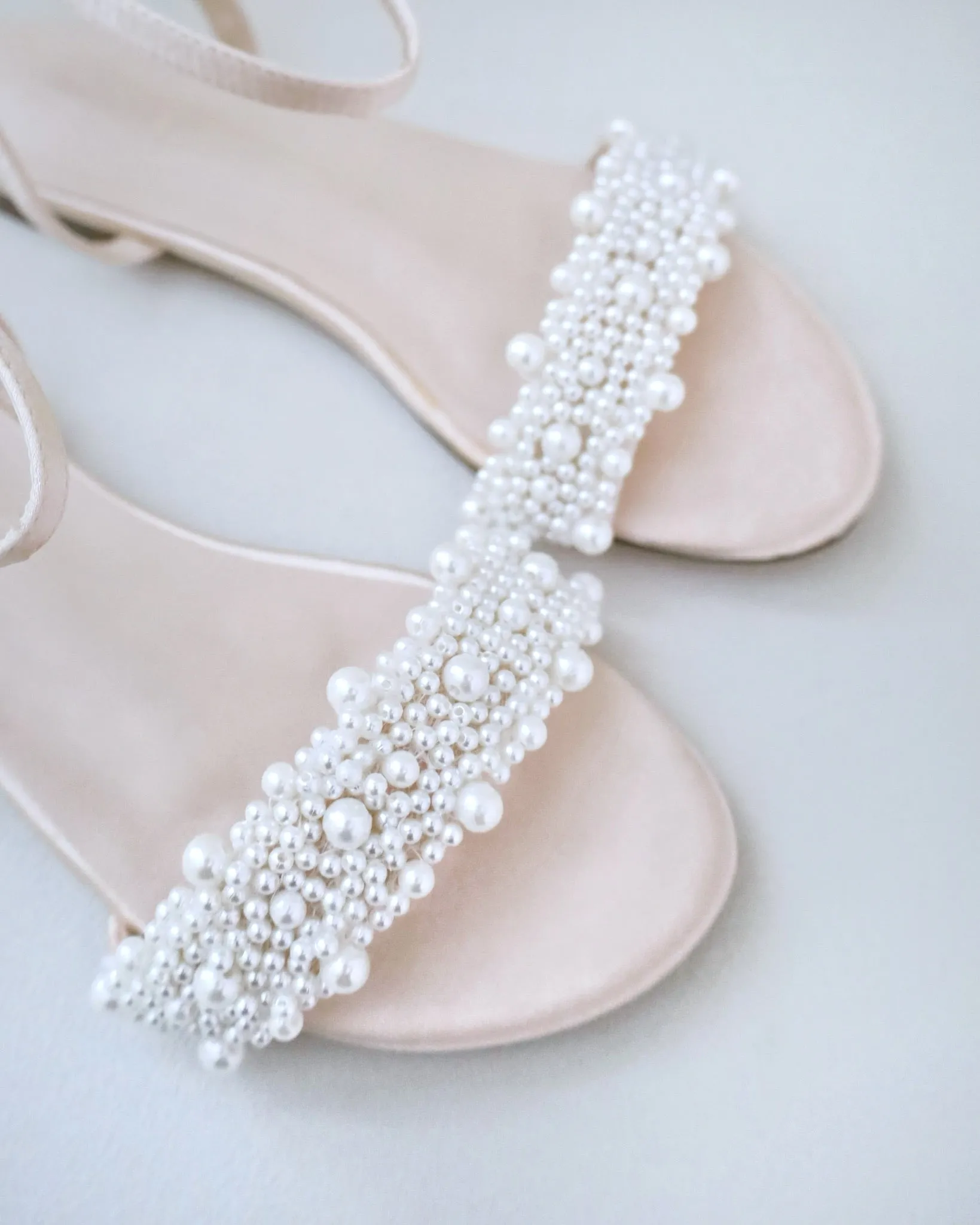 Satin Evening Flat Sandal with Perla Applique