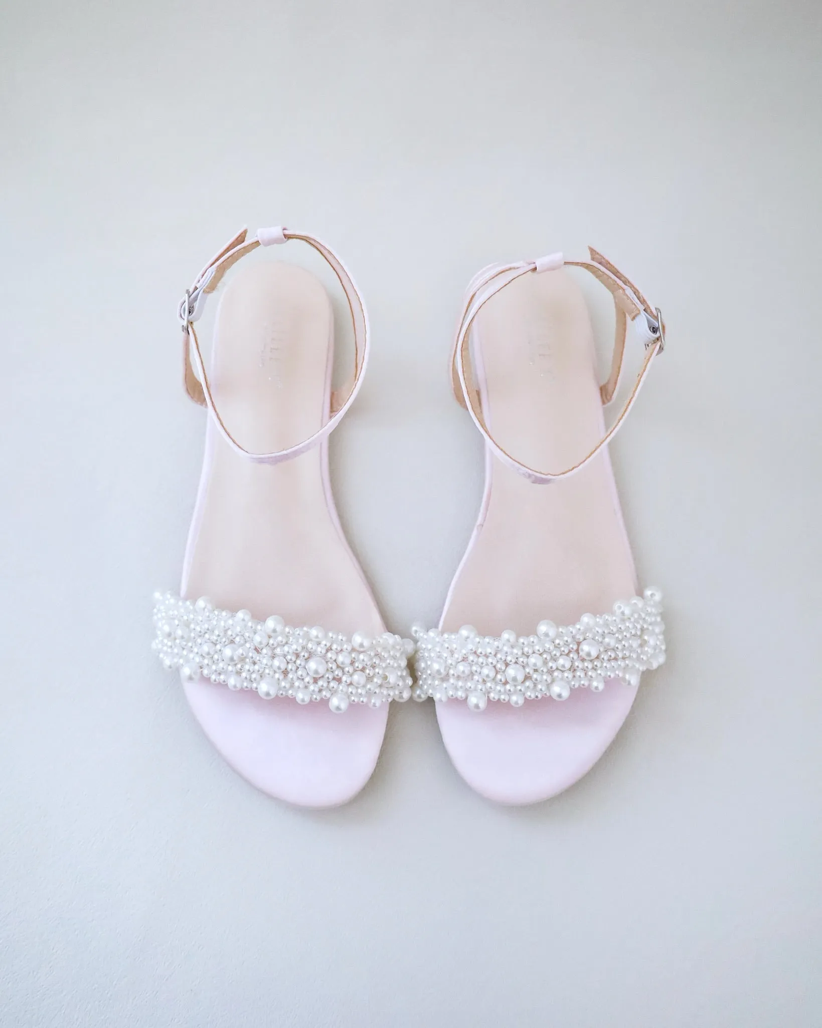 Satin Evening Flat Sandal with Perla Applique