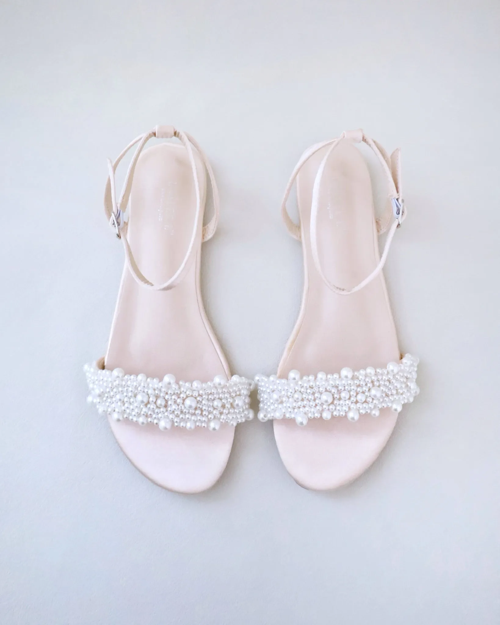 Satin Evening Flat Sandal with Perla Applique