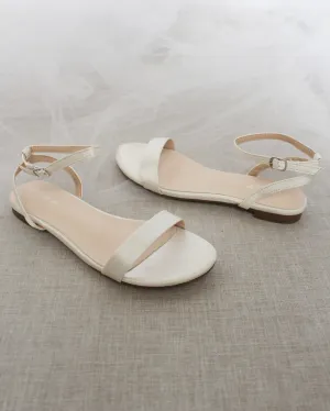 Satin Flat Sandal with Ankle Strap