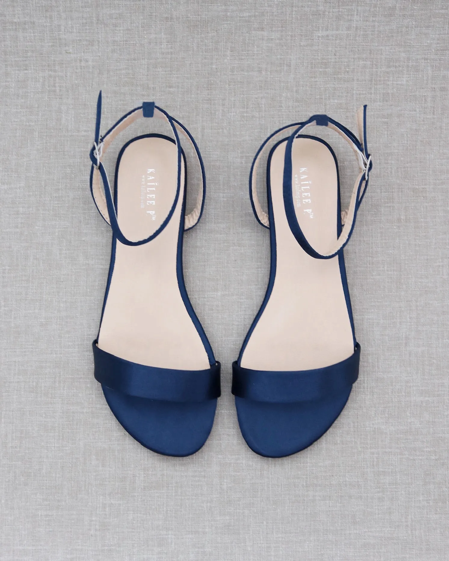 Satin Flat Sandal with Ankle Strap