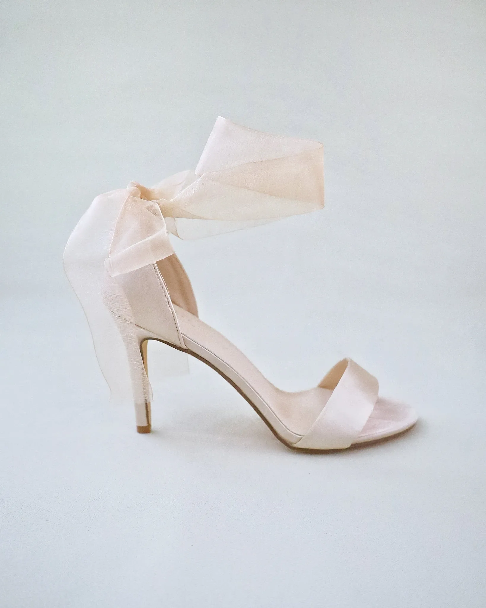 Satin High Heel Evening Sandals with Wrapped Ankle Tie