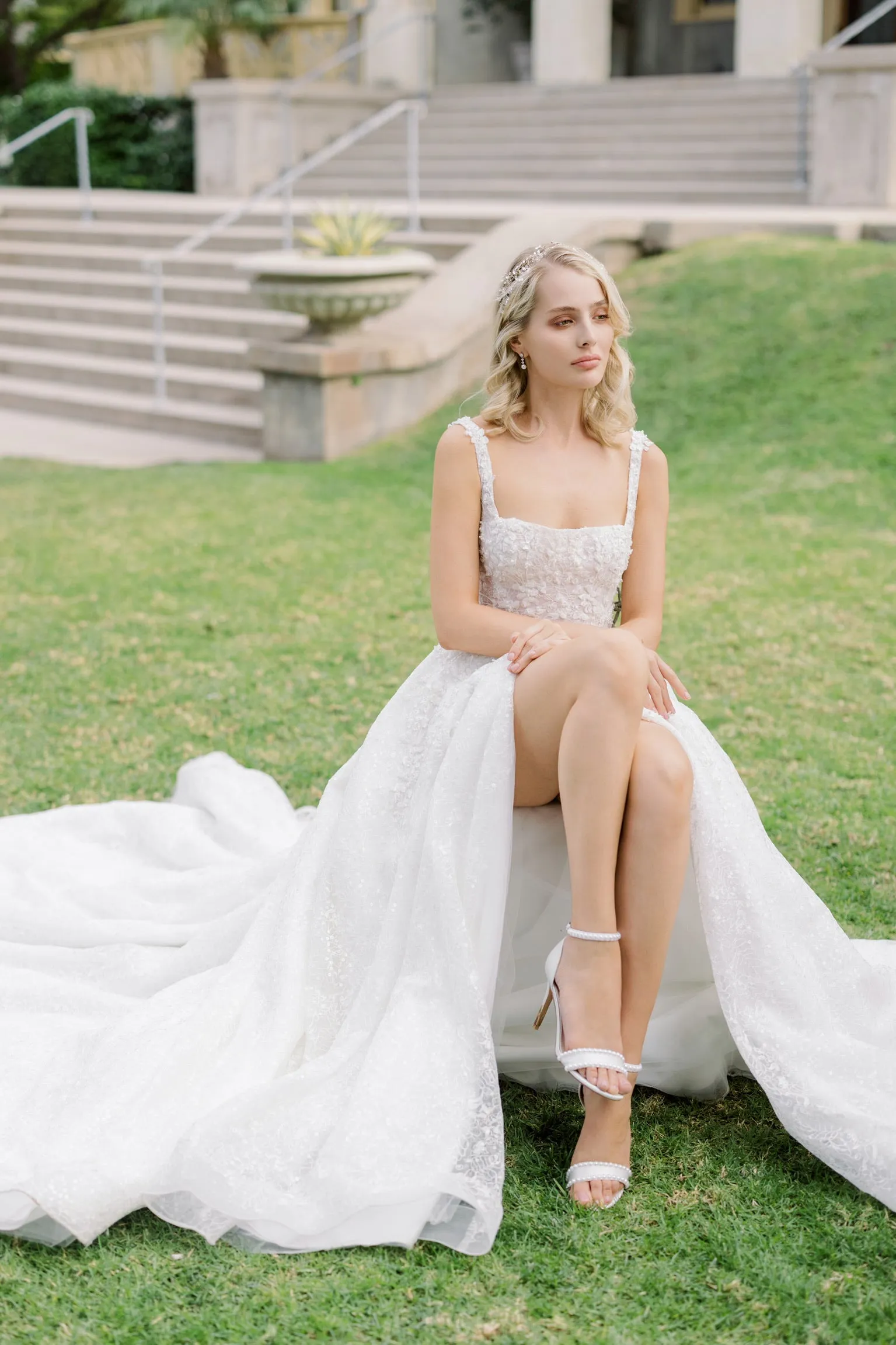 Satin High Heel Wedding Sandals with Pearls