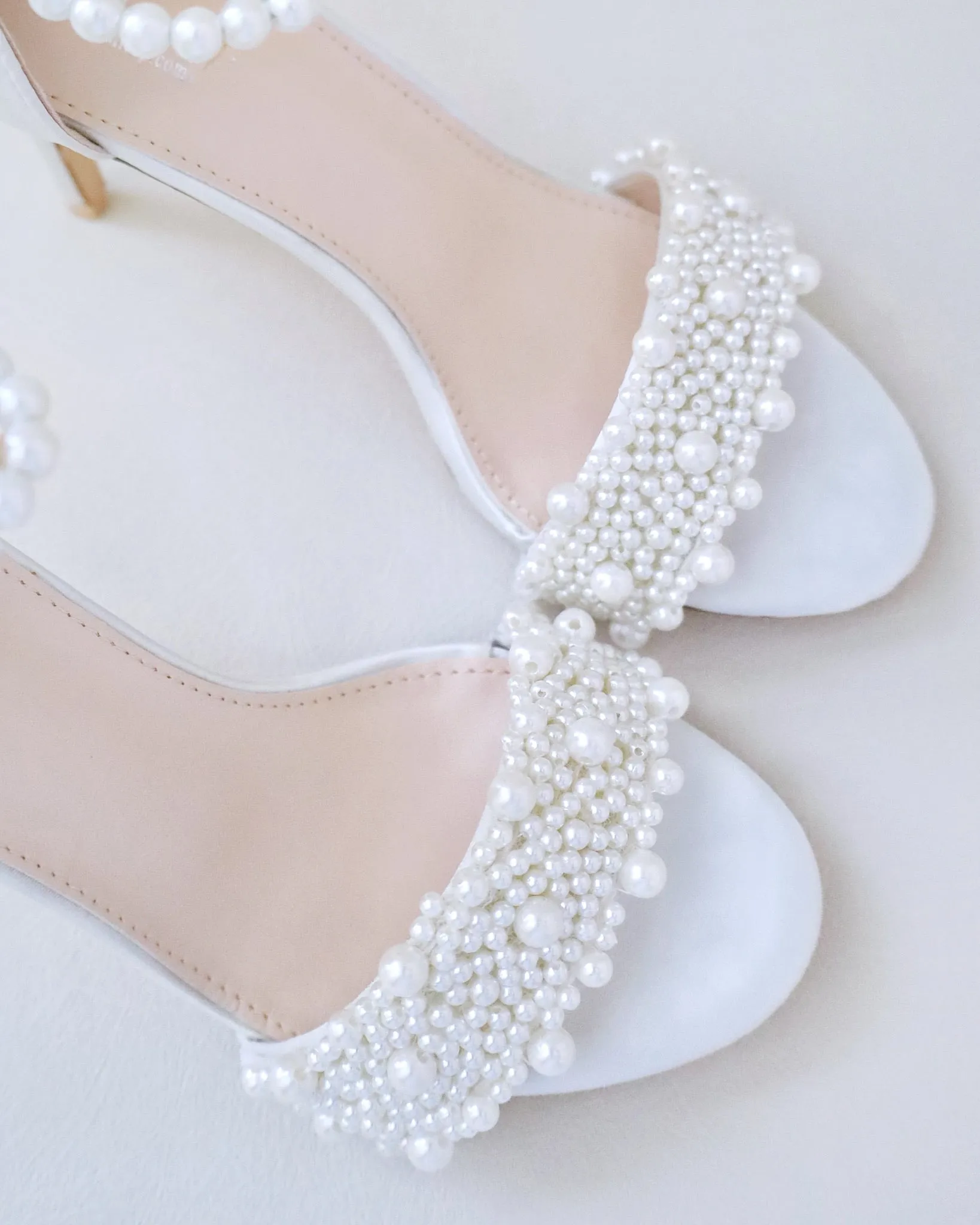 Satin High Heel Wedding Sandals with Perla Applique