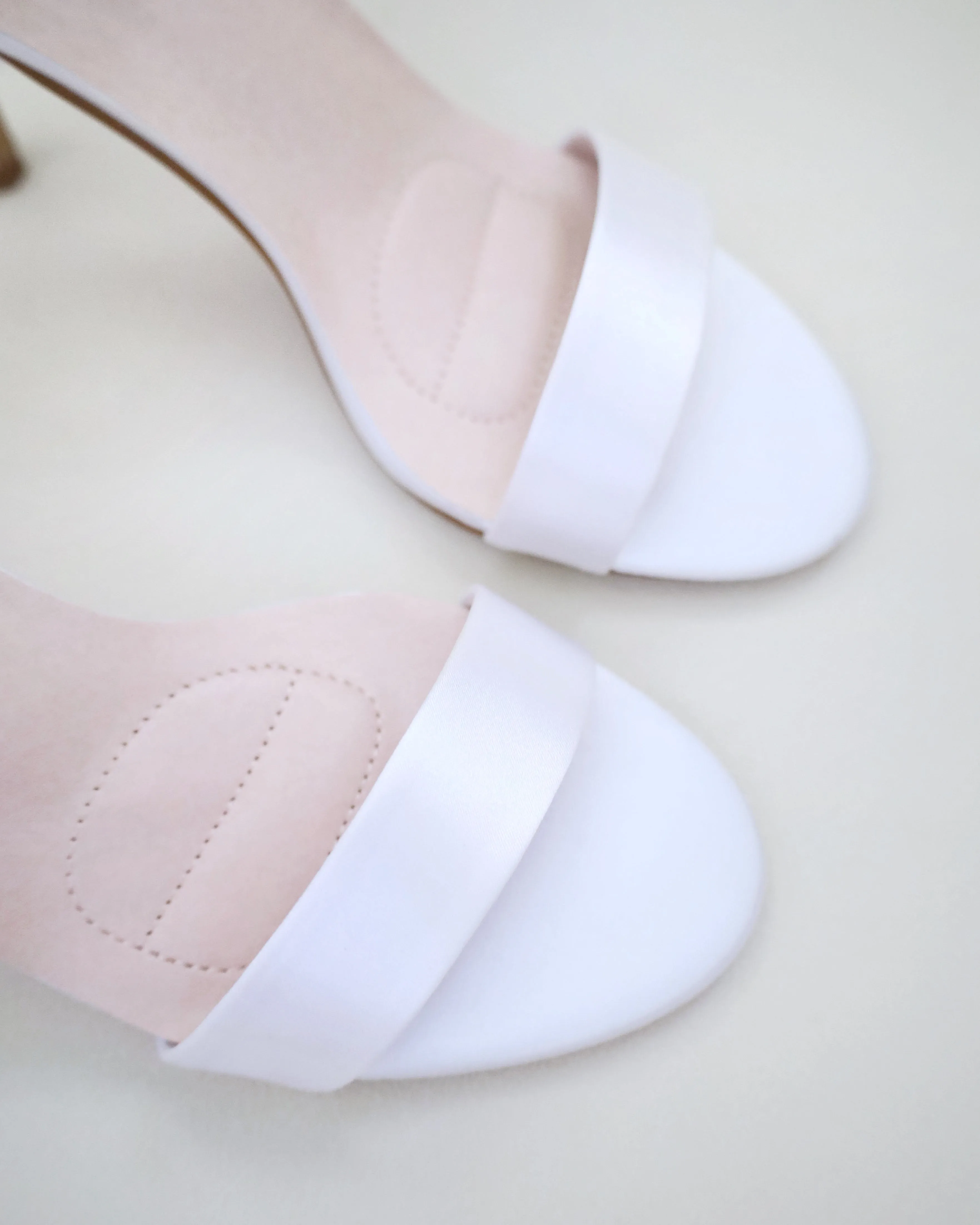 Satin High Heel Wedding Sandals with Satin and Pearls Back Bow