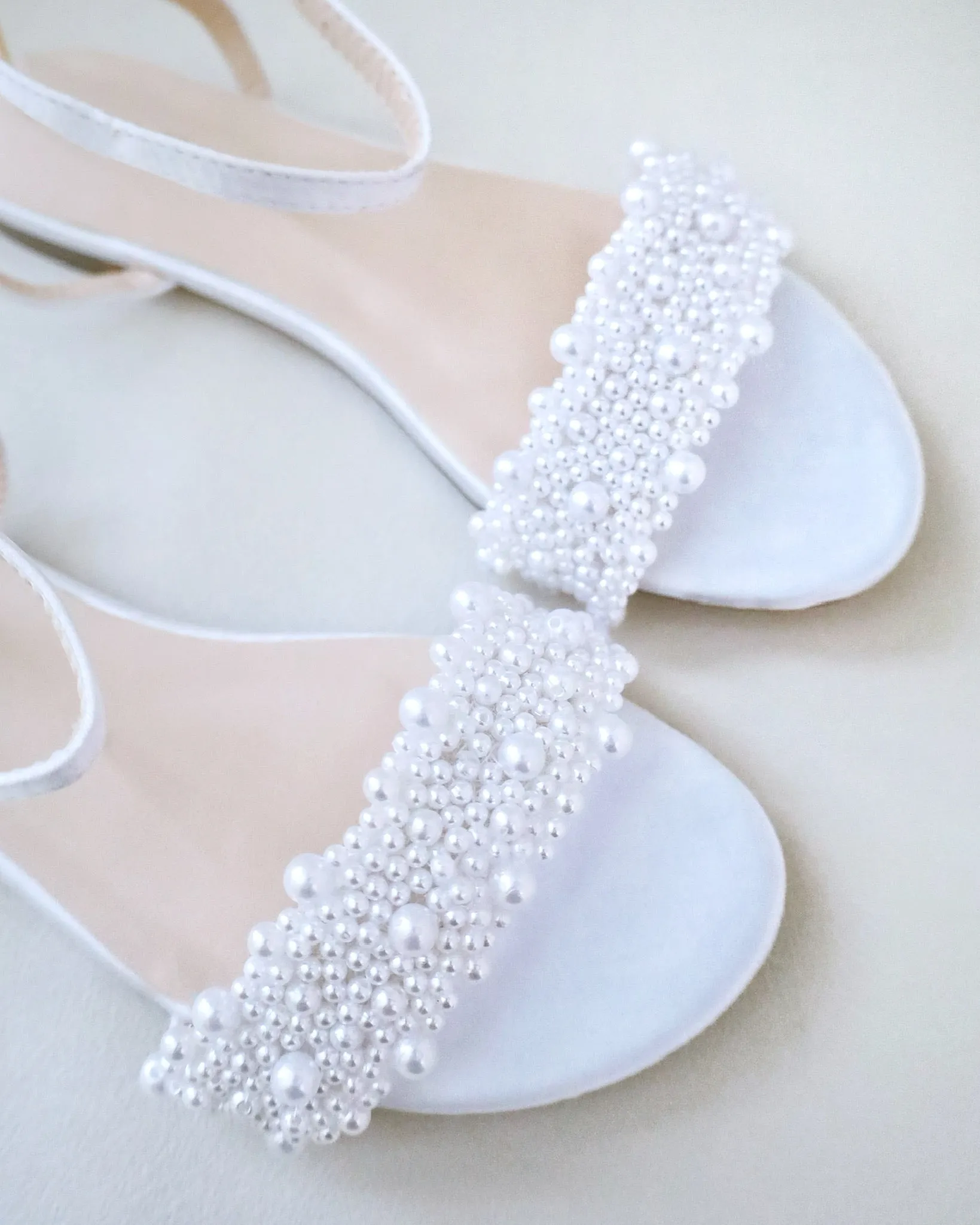 Satin Wedding Flat Sandal with Perla Applique