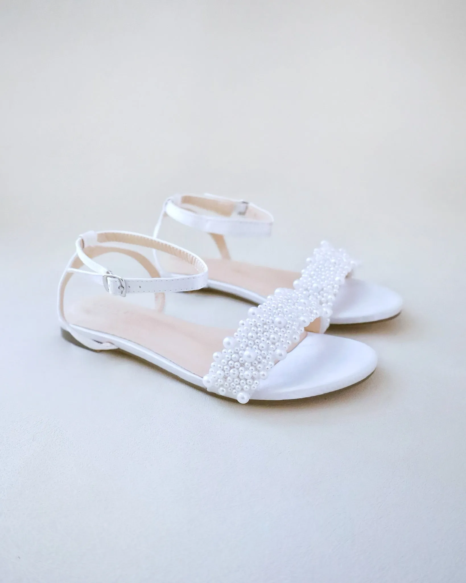 Satin Wedding Flat Sandal with Perla Applique