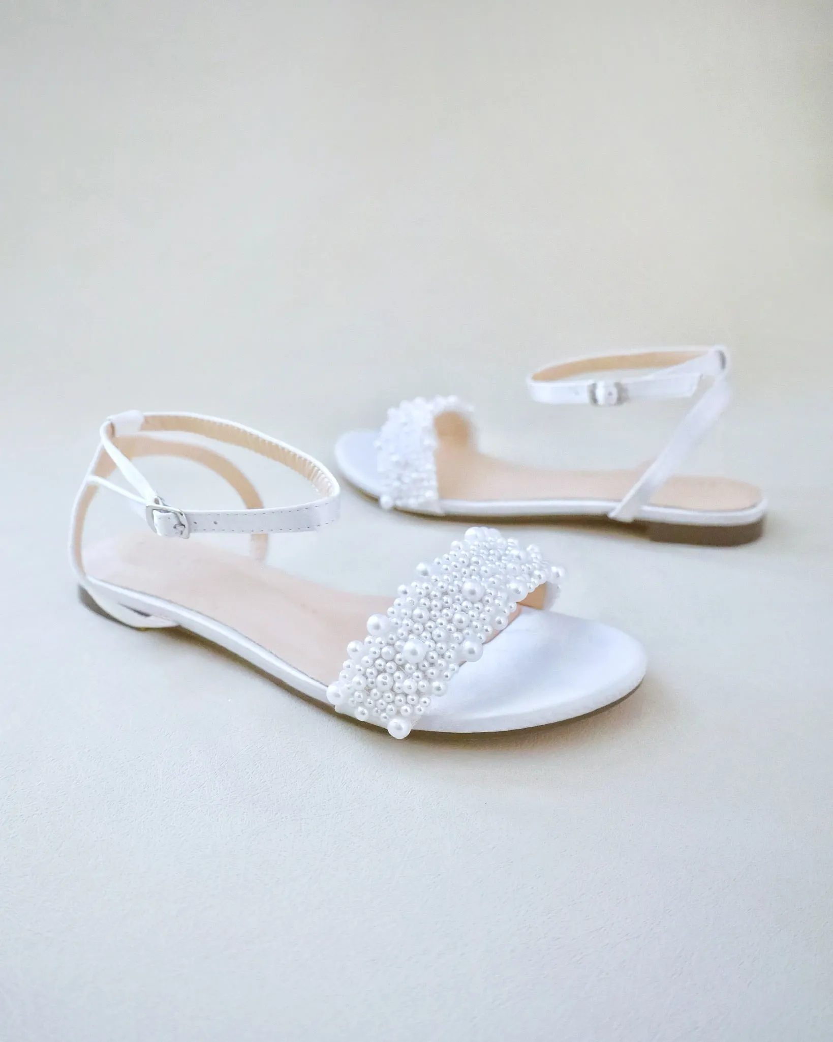 Satin Wedding Flat Sandal with Perla Applique
