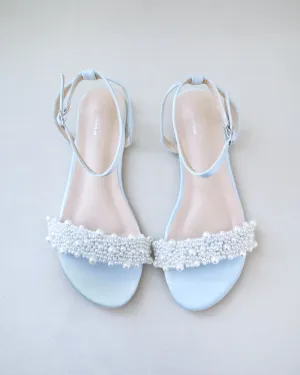 Satin Wedding Flat Sandal with Perla Applique