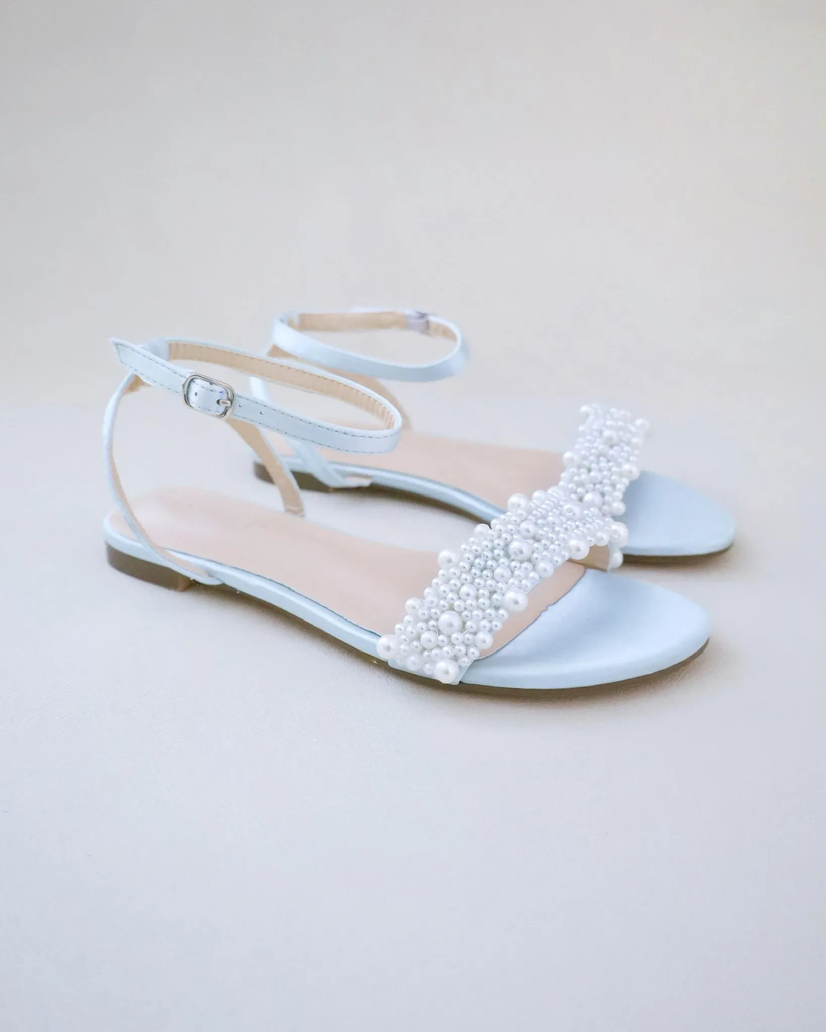 Satin Wedding Flat Sandal with Perla Applique