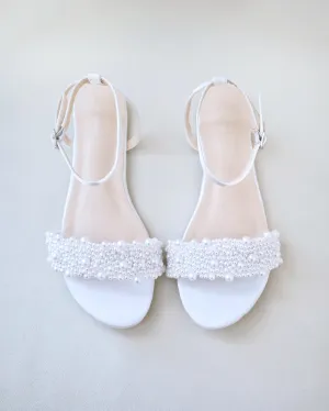 Satin Wedding Flat Sandal with Perla Applique
