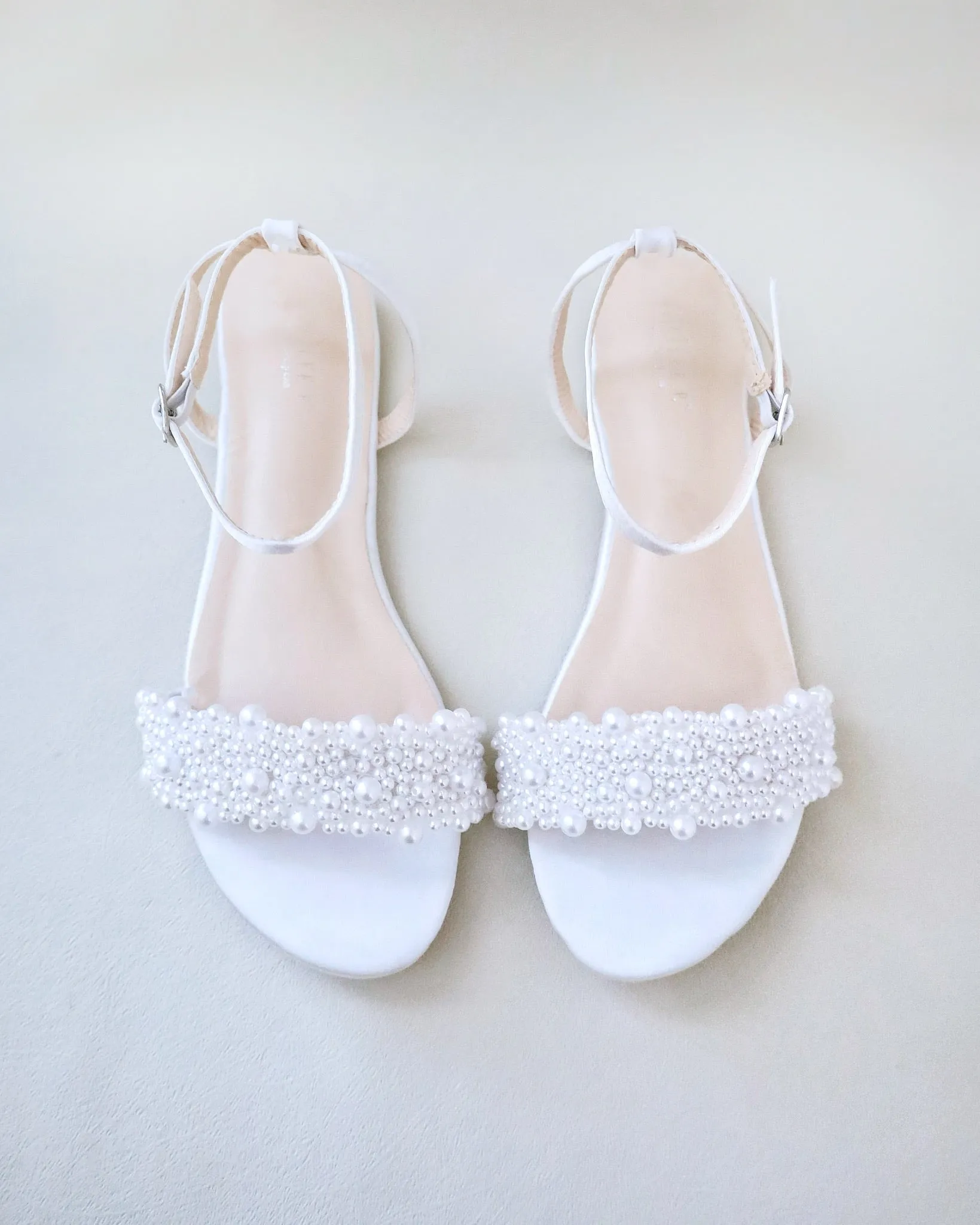 Satin Wedding Flat Sandal with Perla Applique