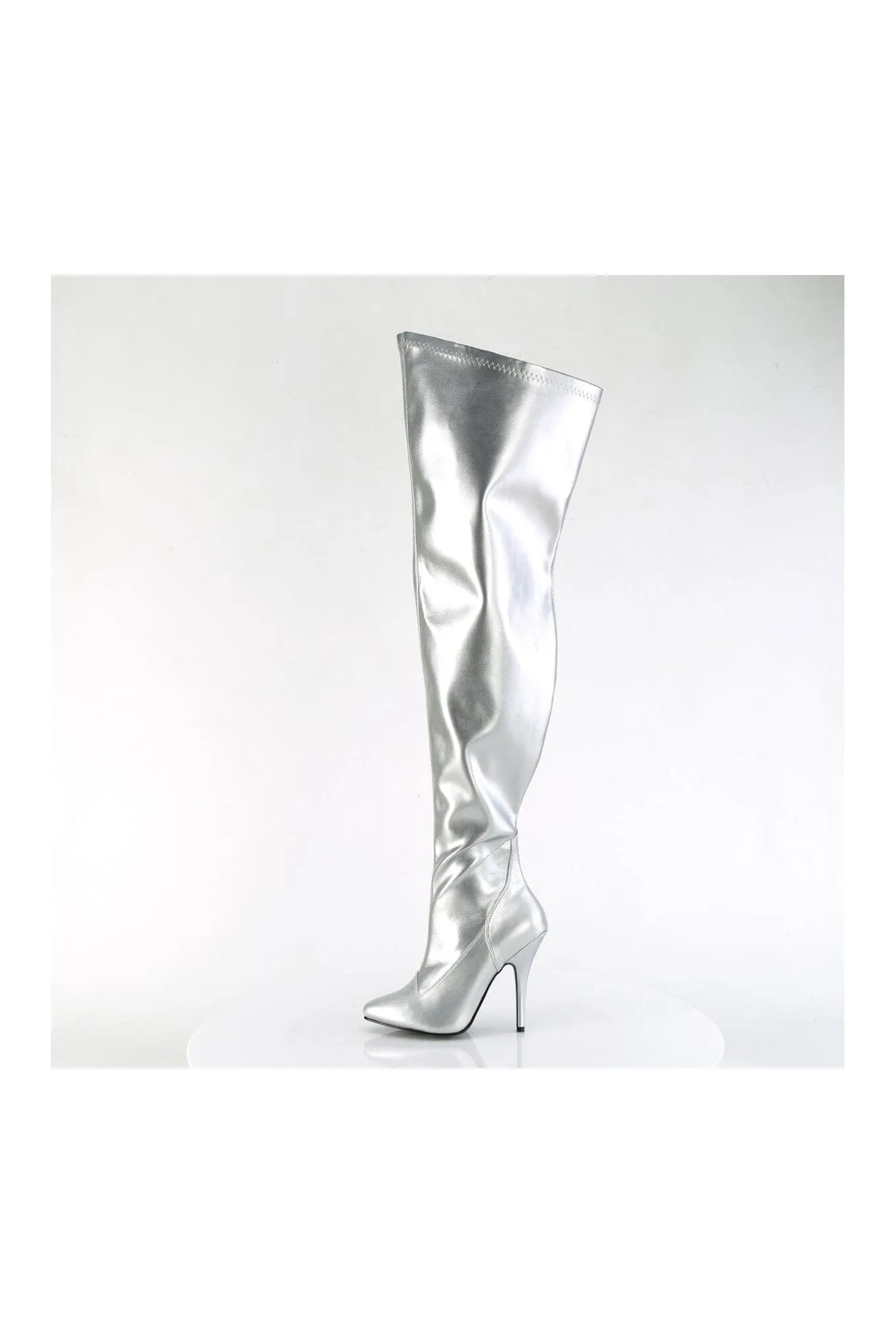 SEDUCE-3000WC Silver Patent Thigh Boot