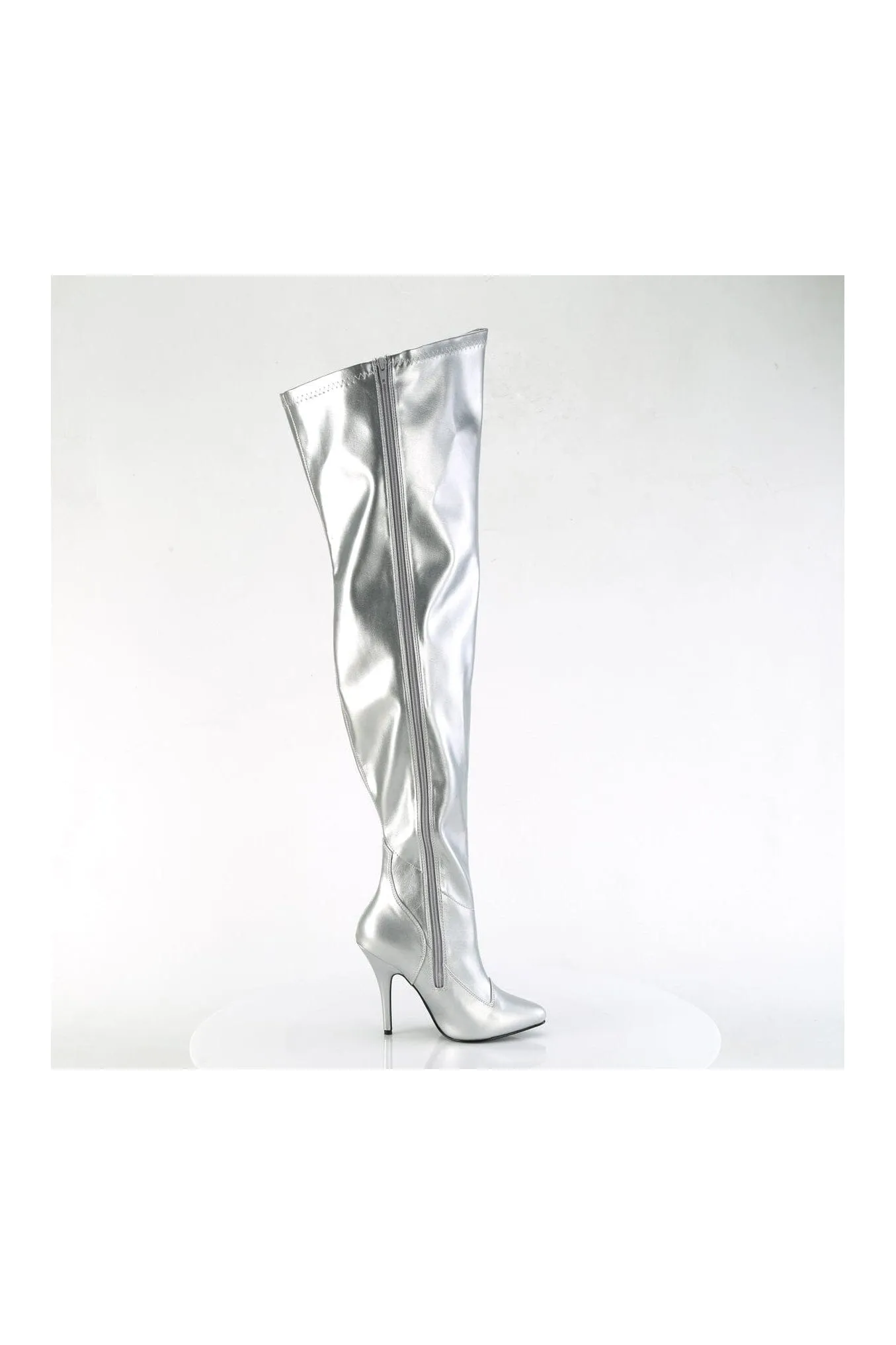 SEDUCE-3000WC Silver Patent Thigh Boot