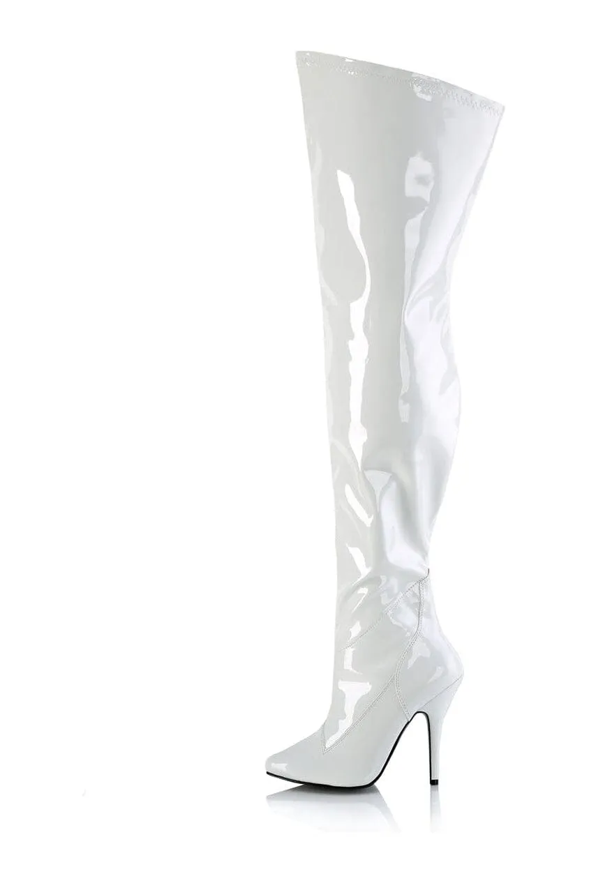 SEDUCE-3000WC White Patent Thigh Boot
