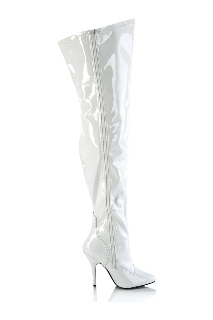SEDUCE-3000WC White Patent Thigh Boot
