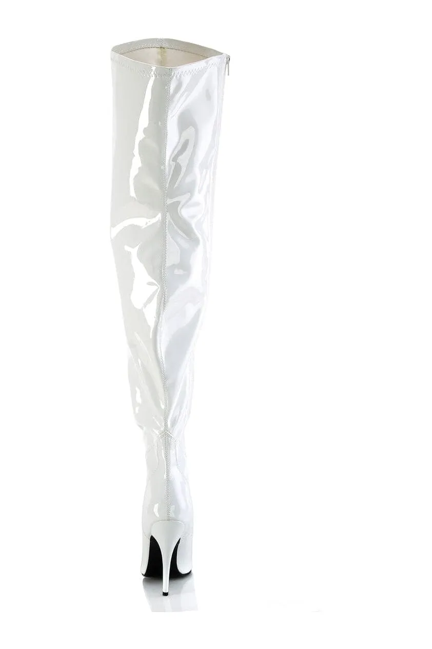 SEDUCE-3000WC White Patent Thigh Boot