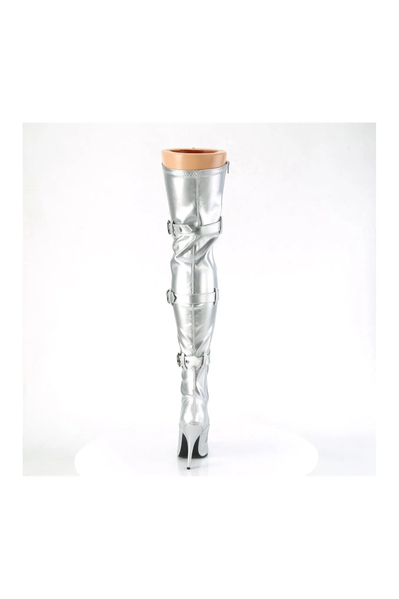 SEDUCE-3028 Silver Patent Thigh Boot