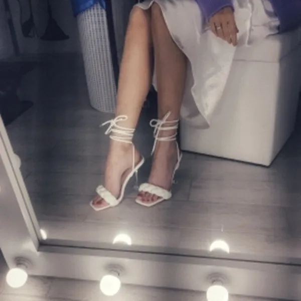 Sexy Casual Open Toe Strappy Stiletto Heel Cutout Multi-strap Sandals Shoes