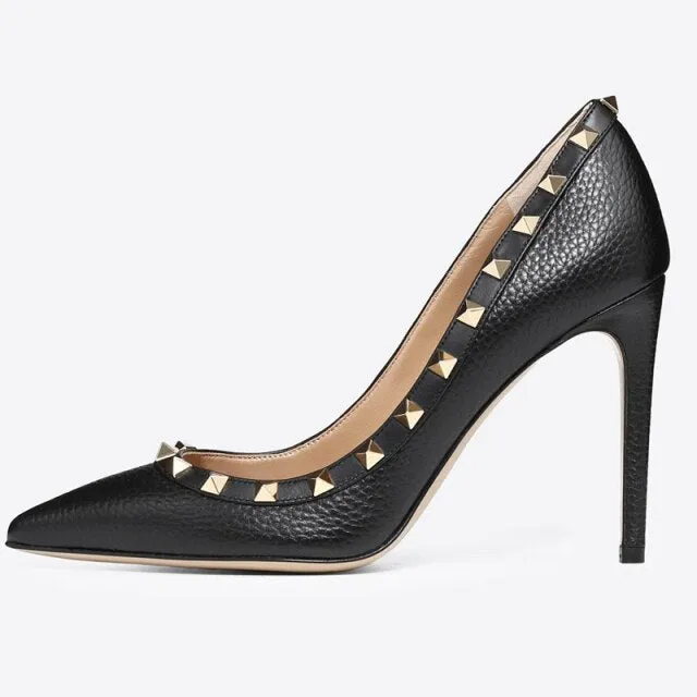 Sexy Rivets Pumps Shoes Patent Leather Women