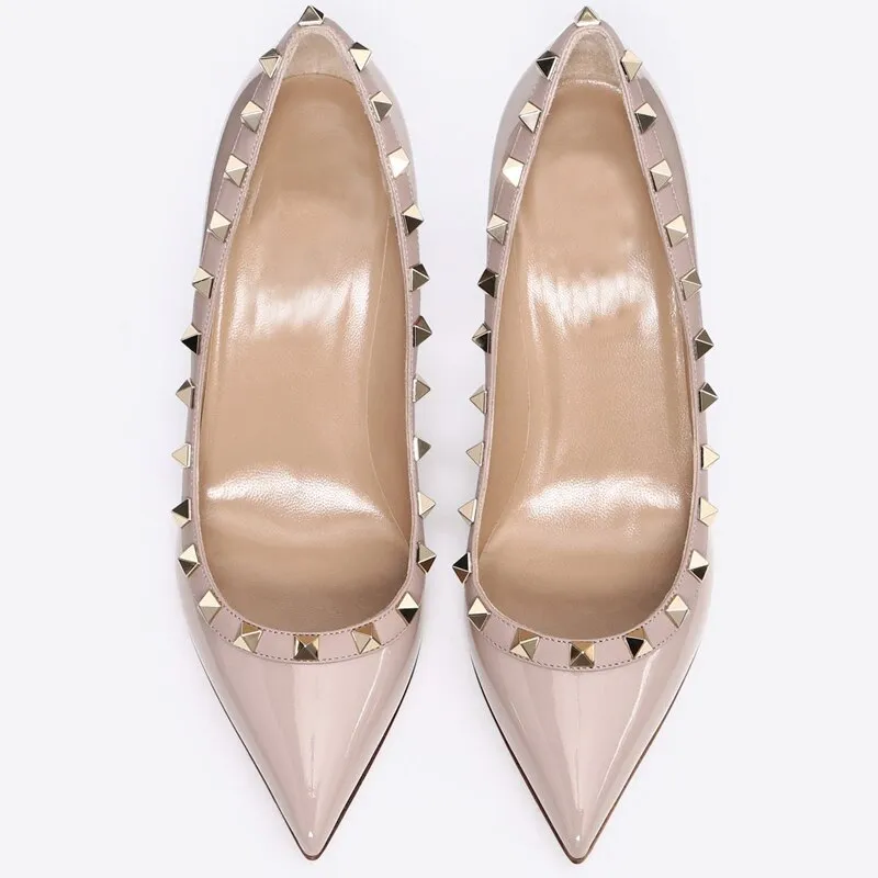 Sexy Rivets Pumps Shoes Patent Leather Women