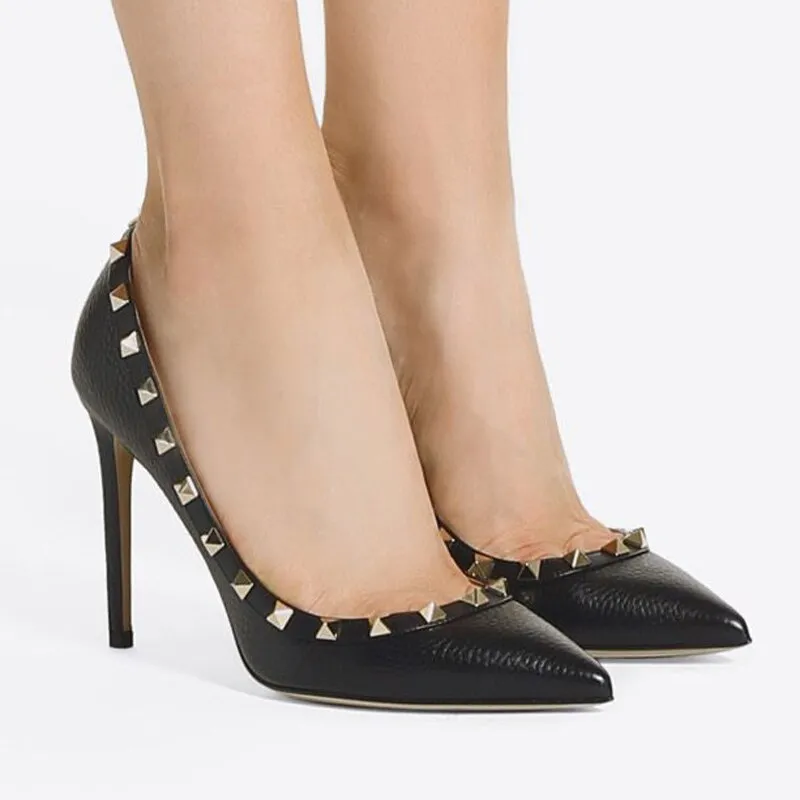 Sexy Rivets Pumps Shoes Patent Leather Women