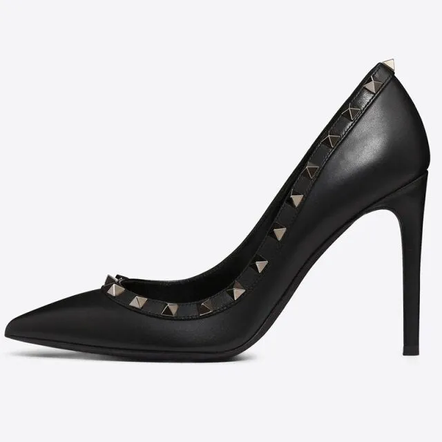 Sexy Rivets Pumps Shoes Patent Leather Women
