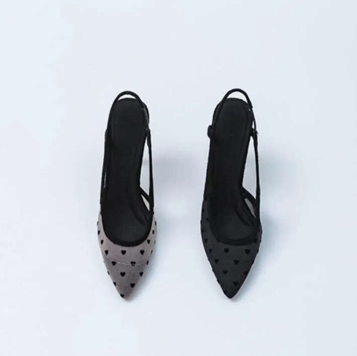 Slingback Lace Mesh Heels For Petite Feet ES11