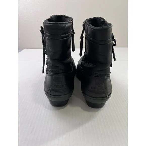 Sperry Top-Sider Womens 8M Black Saltwater Wedge Tide Quilted Rain‎ Boot Casual