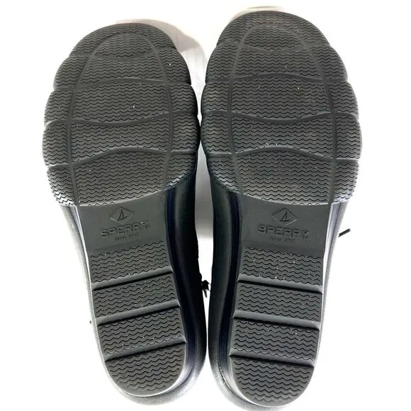 Sperry Top-Sider Womens 8M Black Saltwater Wedge Tide Quilted Rain‎ Boot Casual