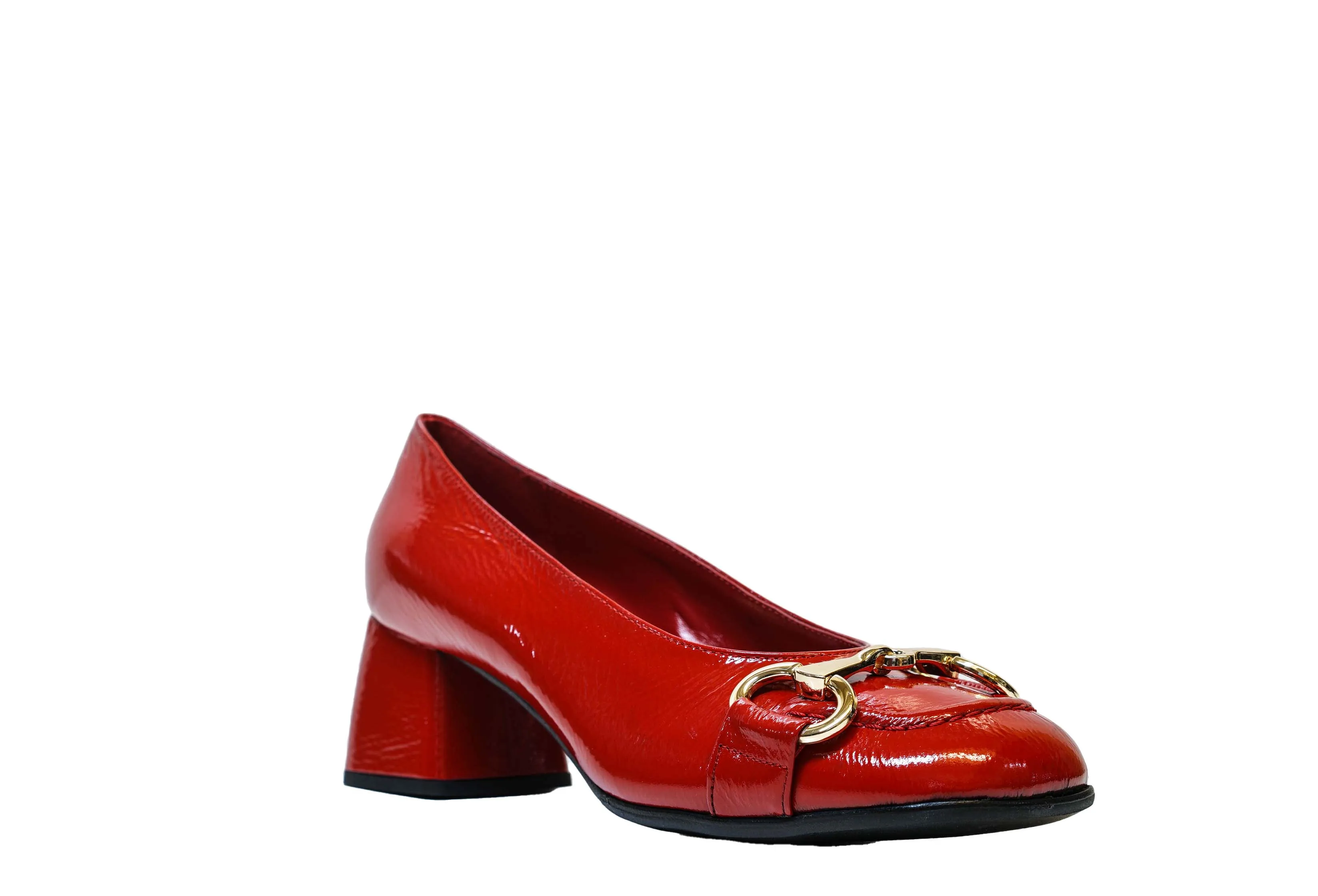 Stefano Stefani Women's Red Naplak Patent Leather Chain Shoe 8761 40% OFF