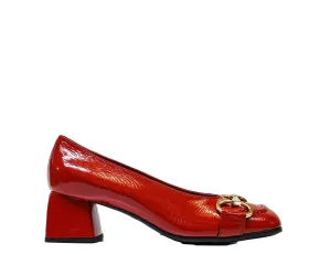Stefano Stefani Women's Red Naplak Patent Leather Chain Shoe 8761 40% OFF