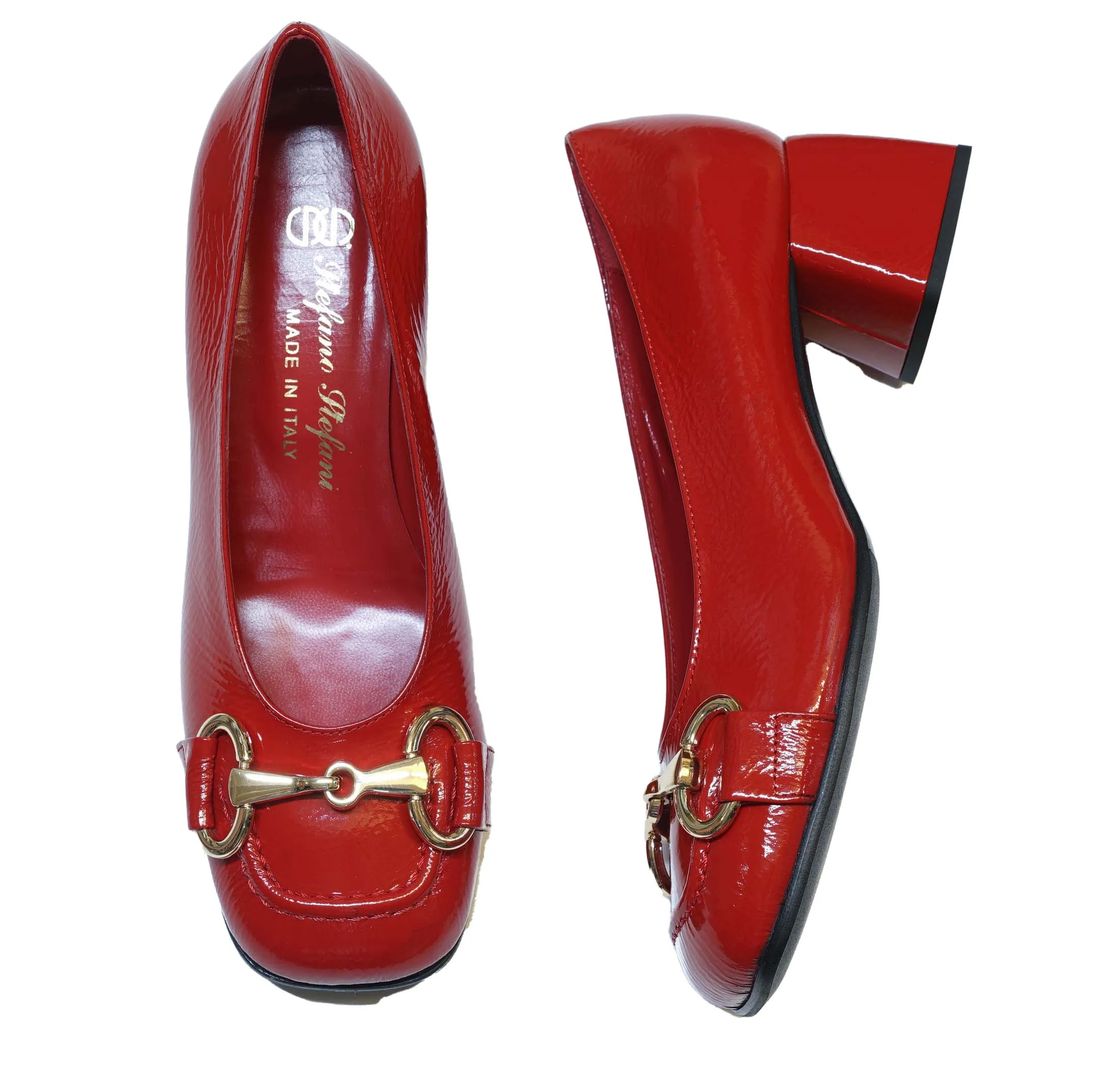 Stefano Stefani Women's Red Naplak Patent Leather Chain Shoe 8761 40% OFF