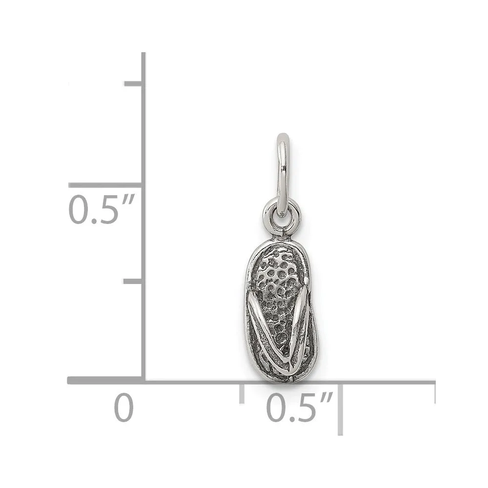 Sterling Silver Antiqued Flip Flop Charm