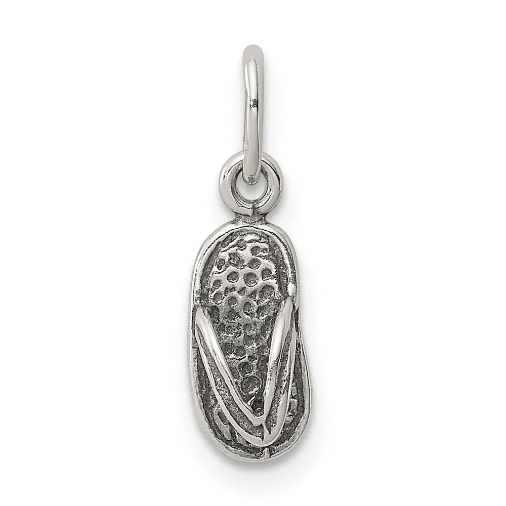 Sterling Silver Antiqued Flip Flop Charm