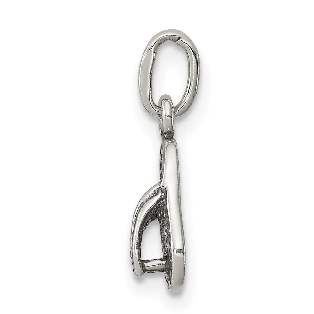 Sterling Silver Antiqued Flip Flop Charm